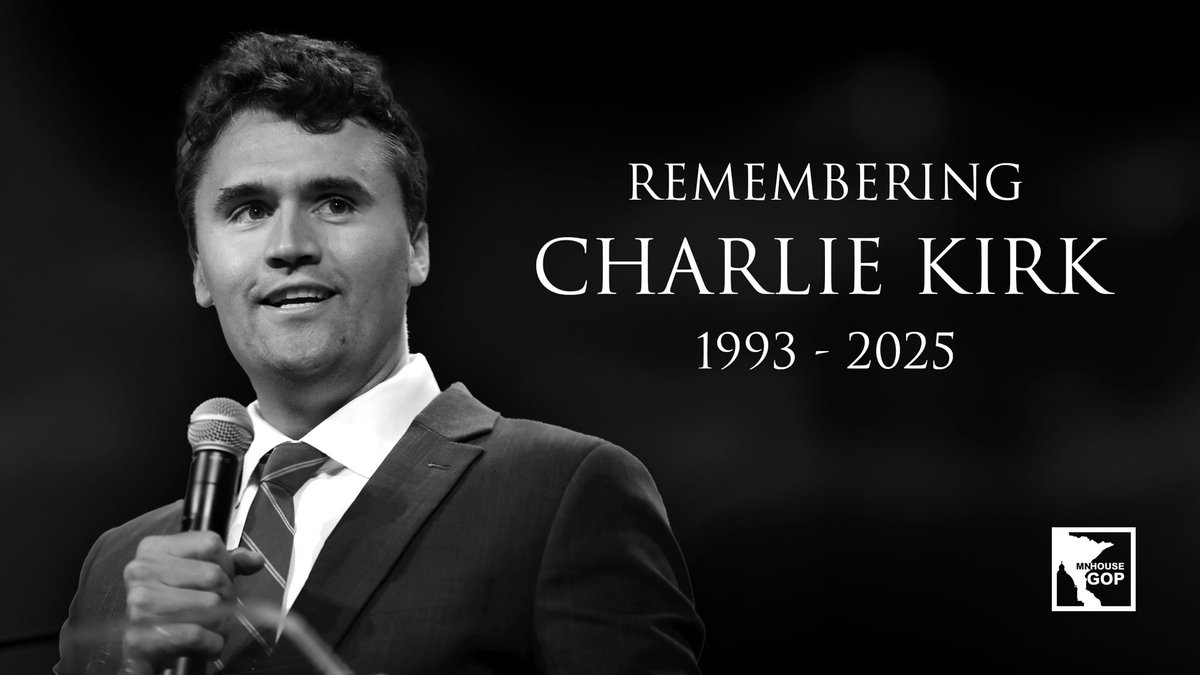 mnhousegop's tweet photo. Remembering Charlie Kirk, his courage, and his unwavering faith one year after his assassination. 

Pray for his family and honor a legacy that continues to inspire millions.

“I have fought the good fight, I have finished the race, I have kept the faith.” 2 Timothy 4:7 https://t.co/EOyuB5QKEH