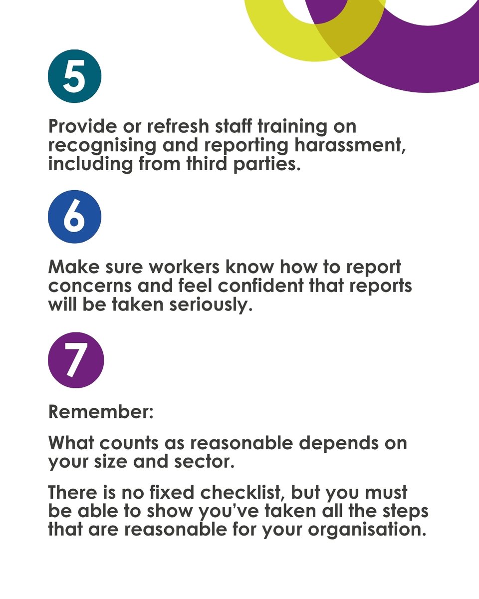 acasorguk's tweet photo. Employers: are your policies and workplace practices effective in preventing sexual harassment? 

Reviewing risks, reporting procedures, staff training and contact with third parties can help you prepare for October’s legal changes. 

See our 7 practical tips 👇 https://t.co/9vO4JAxNlg