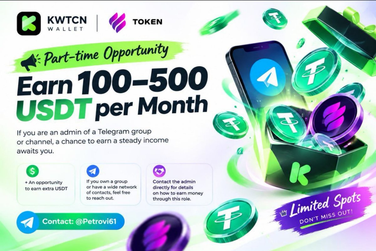 Isakjass22's tweet photo. Part-time opportunity: Earn 100–500 USDT per month 

If you are an admin of a Telegram group or channel, a chance to earn a steady income awaits you

💲+ An opportunity to earn extra USDT https://t.co/Wh12STB3Ne