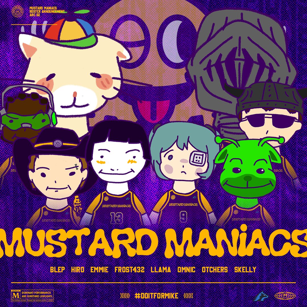 mustardmaniacs's tweet photo. Bow to your champions. The Maniacs are back. We're proud to introduce our @ARCTheLeague roster for Season 2 π€
#DoItForMike | #ARCS2 https://t.co/stZvZELvfC