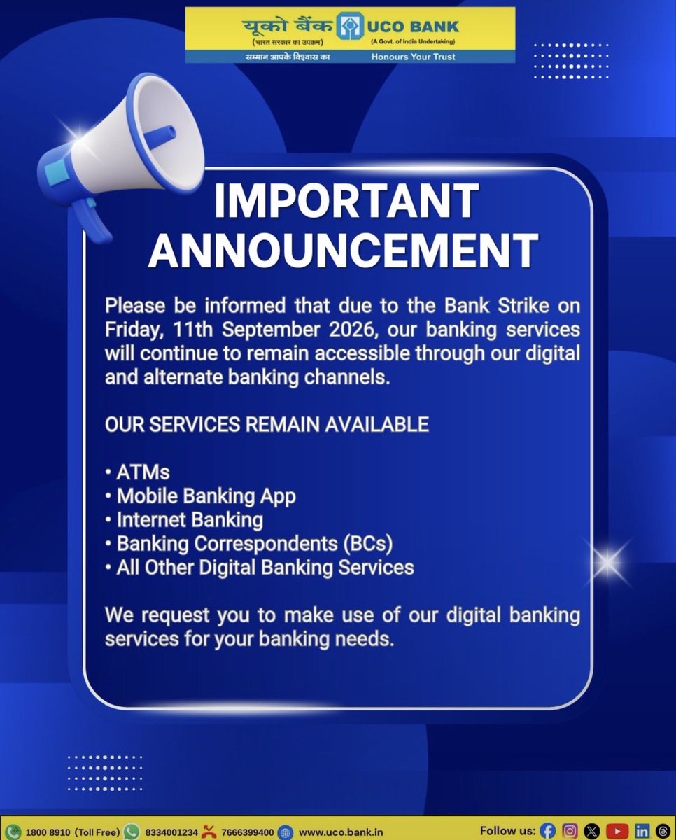 13thbipartite's tweet photo. To @FinMinIndia , @nsitharaman and Unknown Stakeholders,

👉Please refer these communications from various banks. 

👉The banking is not dependent upon 2-3 extra Saturdays every month. Even bankers are compensating for Saturday’s time. So approve justified demand. https://t.co/D5icS8yhFp