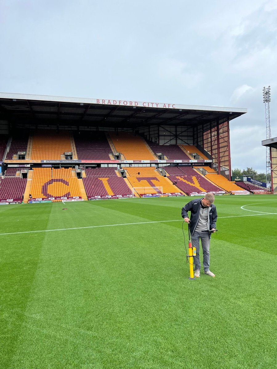 strigroup_'s tweet photo. Our team recently visited @officialbantams to carry out FIFA Natural Playing Surface (NPS) testing on the club’s pitch.

FIFA NPS testing provides objective data on key aspects of pitch performance, helping clubs understand how their surface is performing and identify areas that may need attention.

As a FIFA-accredited Natural Playing Surface Test Institute, STRI has been involved in the FIFA NPS programme since its inauguration, supporting clubs and organisations to assess playing surfaces against internationally recognised performance standards.

💡 Calling grounds teams: Comment below if you'd like to book your upcoming test, or email @striturf_greg for more information - greg.whately@strigroup.com

For grounds teams, the value isn’t just in the test itself. It’s about understanding what the data is telling you and using it to inform pitch management throughout the season.

Great to be back out on the pitch with another EFL club. 👏

#FIFA #FIFANPS