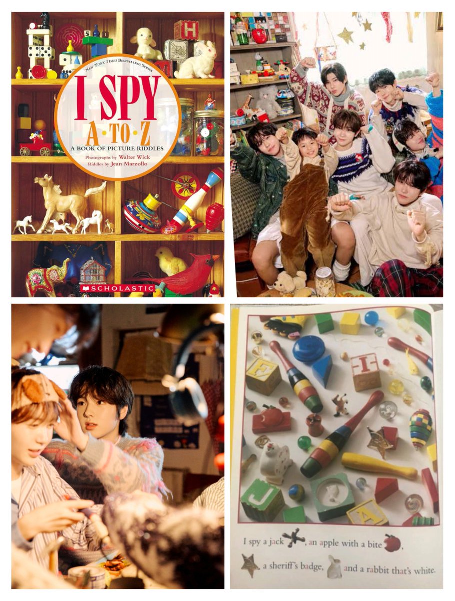 milesmileee's tweet photo. i wonder if "i spy" books have always been sm's reference for their moodboard in concept making? 

i spy a to z - wishful winter
i spy treasure hunt - OTL
i spy spooky night - color concept photo
i spy gold challenger - songbird 

i spy fun house is also vv identical to rv's mvs https://t.co/Yym57t4W2c