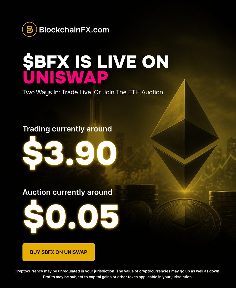 BlockchainFXcom's tweet photo. ethereum:0x87ad29bc7a161d7ca644eb1db221d962e2d383d2 IS LIVE ON UNISWAP 💣

Trading is live and currently around $3.90 👉 https://t.co/cvojiPAiDj

Prefer a lower entry? The BFX/ETH liquidity-building auction is running and is currently around $0.05👉 https://t.co/RZpaxhI7QU

Join now! 🚀