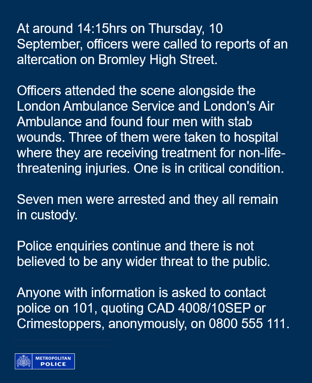 MPSBromley's tweet photo. Please see below a statement regarding the incident on Bromley High Street this afternoon. https://t.co/z1e7DHs3W3