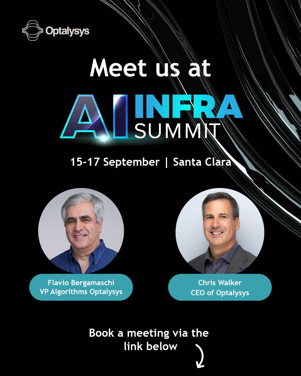 Optalysys's tweet photo. Next week we'll be heading to Santa Clara for the AI Infra Summit 🚀

AI infrastructure is scaling at extraordinary speed - but it's hit the limits of conventional architectures.

Increasingly, performance, power and efficiency are being shaped by the cost of moving data between memory, accelerators and nodes.

That’s the problem driving Optalysys’ approach to photonic Compute-in-Transit: making optical data movement computationally useful by performing operations directly in the data path.

If you’re attending next week, book some time with us to chat through:

- Breaking the AI memory and copper walls
- Photonic compute for inference
- Distributed AI and collective operations
- How compute can be integrated into optical links
- Opportunities to collaborate across chips, networking and optical infrastructure

Book a meeting with the team ➡️ https://t.co/CHnKOUpyAp