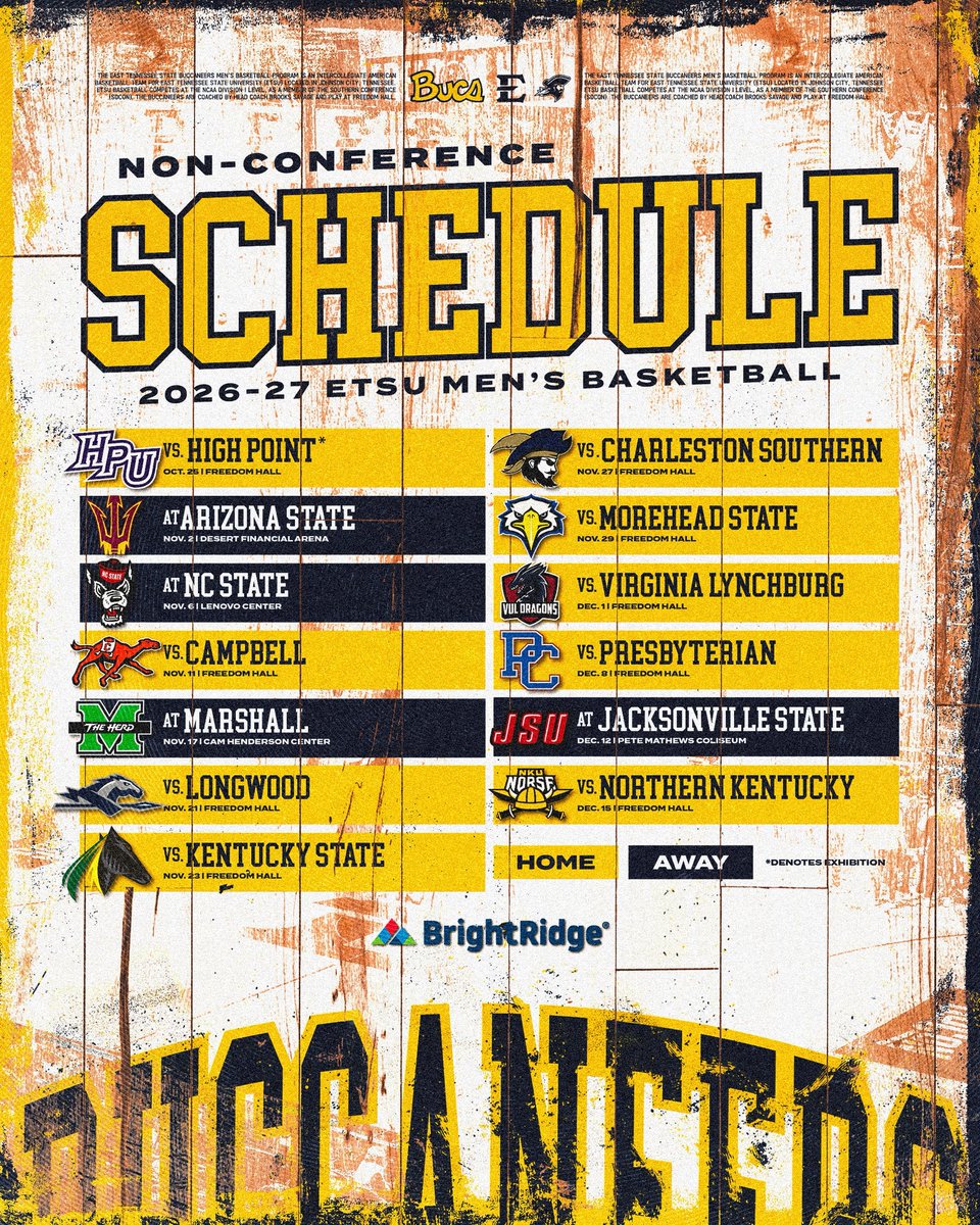 ETSU_MBB's tweet photo. non-conference schedule is here 🙌

#GoBucs https://t.co/qFhxawYcMt