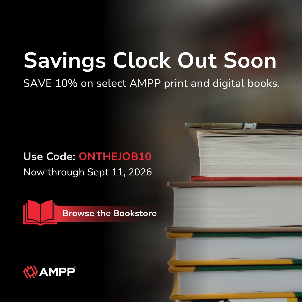 AmppOrg's tweet photo. Don’t miss the On the Job Book Sale.

Save 10% on select AMPP books for the field, office, and job site.

Use promo code ONTHEJOB10 at checkout.

Sale ends Sept. 11.

Shop: https://t.co/jQULjakNHu

#AMPP #Corrosion #ProtectiveCoatings https://t.co/QuE4FpJLgI
