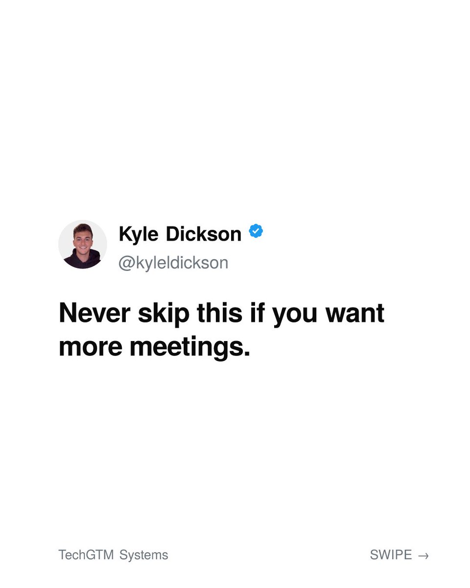 KDicksonDigital's tweet photo. Never skip this if you want more meetings. https://t.co/XkXqqyShEq