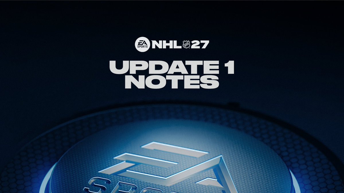 EASPORTSNHL's tweet photo. The first #NHL27 game update is being deployed today at 3 PM ET. Server downtime is expected for up to an hour following the update.

Update 1 brings Gameplay Tuning, HUT Quality-Of-Life updates, Commentary improvements, Presentation Updates, Stability Fixes and more.

Thanks for all the feedback so far. Keep it coming.

See what’s new: https://t.co/kofcWeb6Ah
