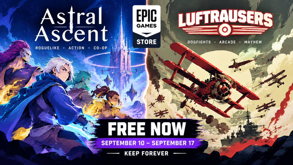 gamershhh_vika's tweet photo. Give from @EpicGames 
https://t.co/6qtLyiOp0j
https://t.co/4ygHEyBuc6
Till 17 Sep. 😊😉
#epicgames #Giveaway #AstralAscent #luftrausers https://t.co/y9mMoG4Eeu