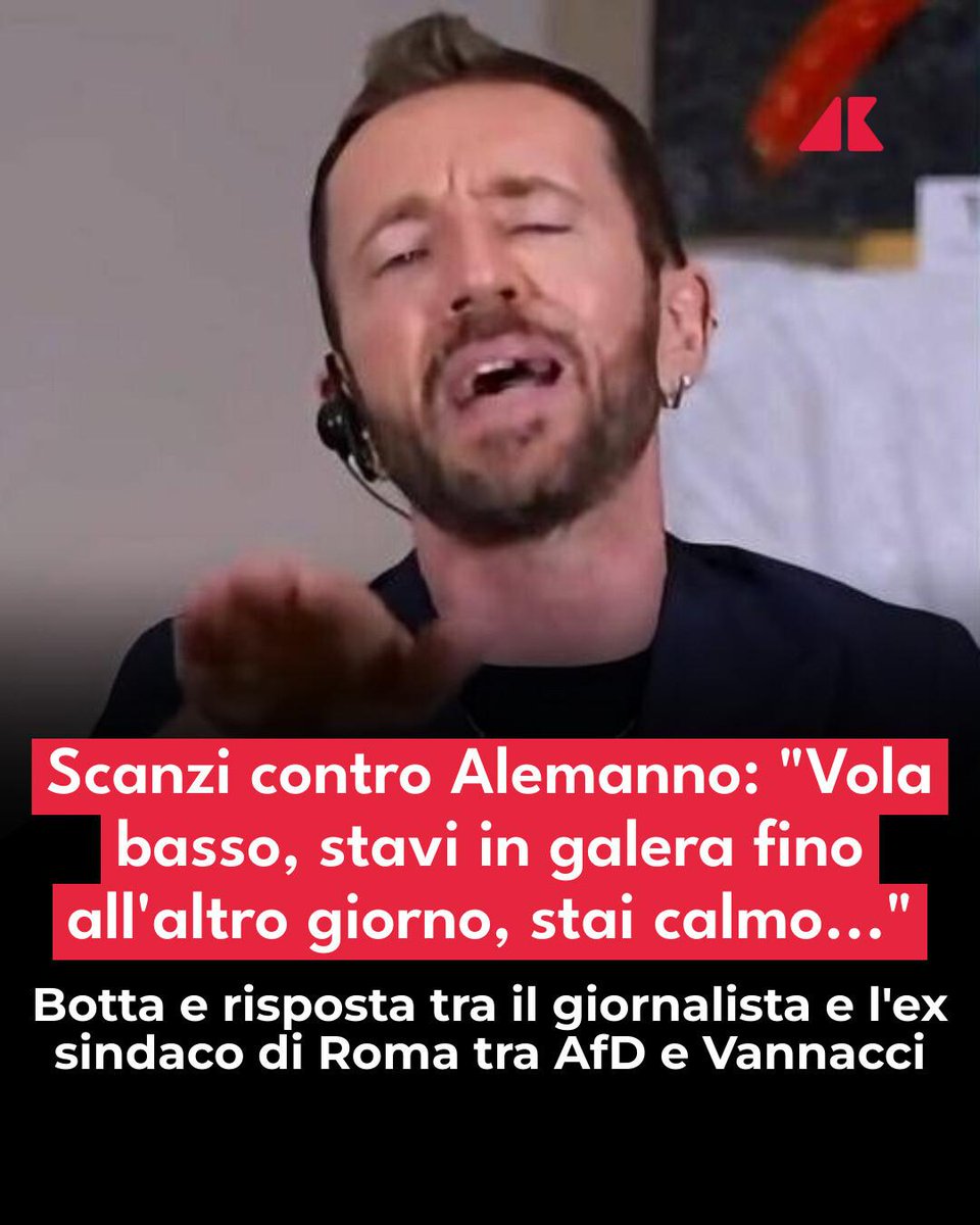 Adnkronos's tweet photo. Botta e risposta tra il giornalista e l'ex sindaco di Roma tra AfD e Vannacci https://t.co/NC4CqD1Mvc https://t.co/KJxond7G6D
