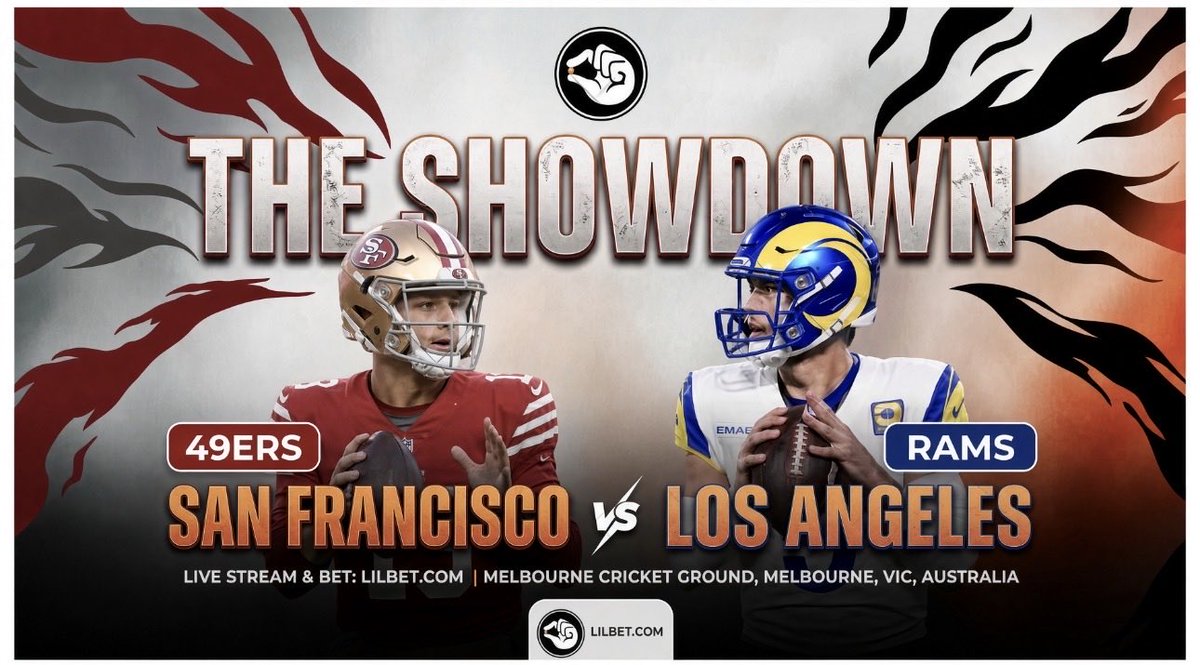 lilbitgame's tweet photo. San Francisco 49ers vs. Los Angeles Rams at Melbourne Cricket Ground in Australia.
#49ers #Rams #NFLAustralia #lilbet https://t.co/2YuugtURO6