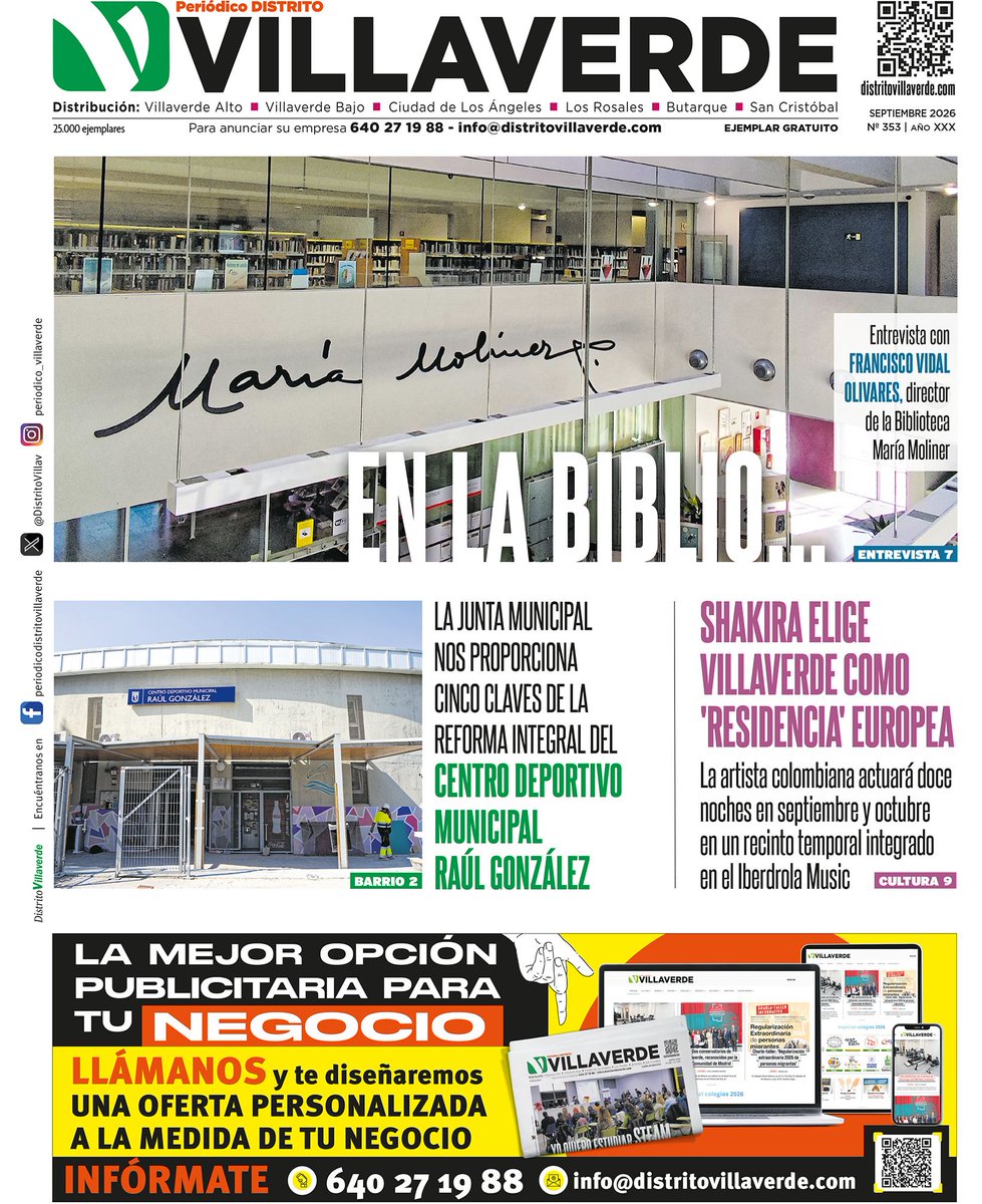 DistritoVillav's tweet photo. Ya está en la calle el número de septiembre de Distrito Villaverde, periódico mensual de información general de nuestro distrito. Se encuentra disponible en puntos fijos distribuidos por todos nuestros barrios.

Puedes encontrarlo aquí en formato PDF: https://t.co/6QstvX2Yre https://t.co/10YrMDQsOr