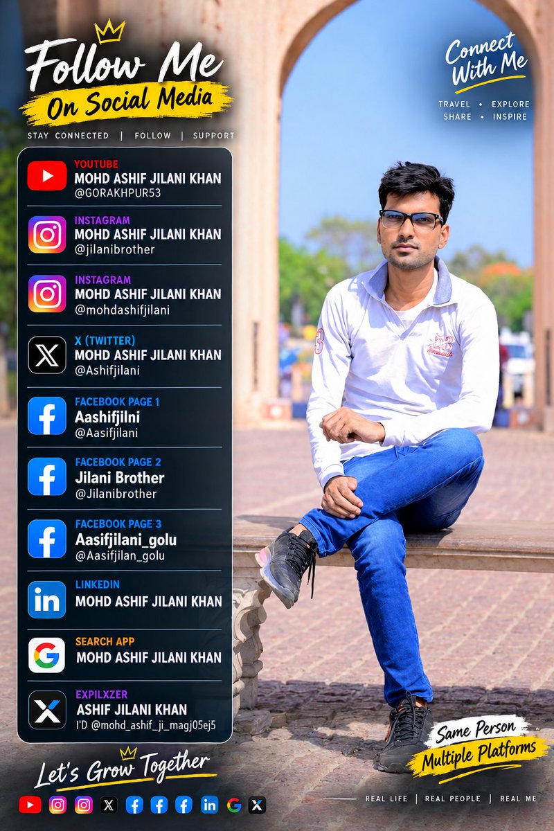 AshifJilani's tweet photo. Big thanks to all my amazing followers &amp; supporters for being a part of my journey! ❤️✨ Your support means everything. 🙏 Always grateful! 💫 #ThankYouAll #Grateful #Family

Social media links 
Facebook ACCOUNT ASHIF JILANI KHAN 
https://t.co/tRhU6CrKcT https://t.co/PsD5R4GjUp