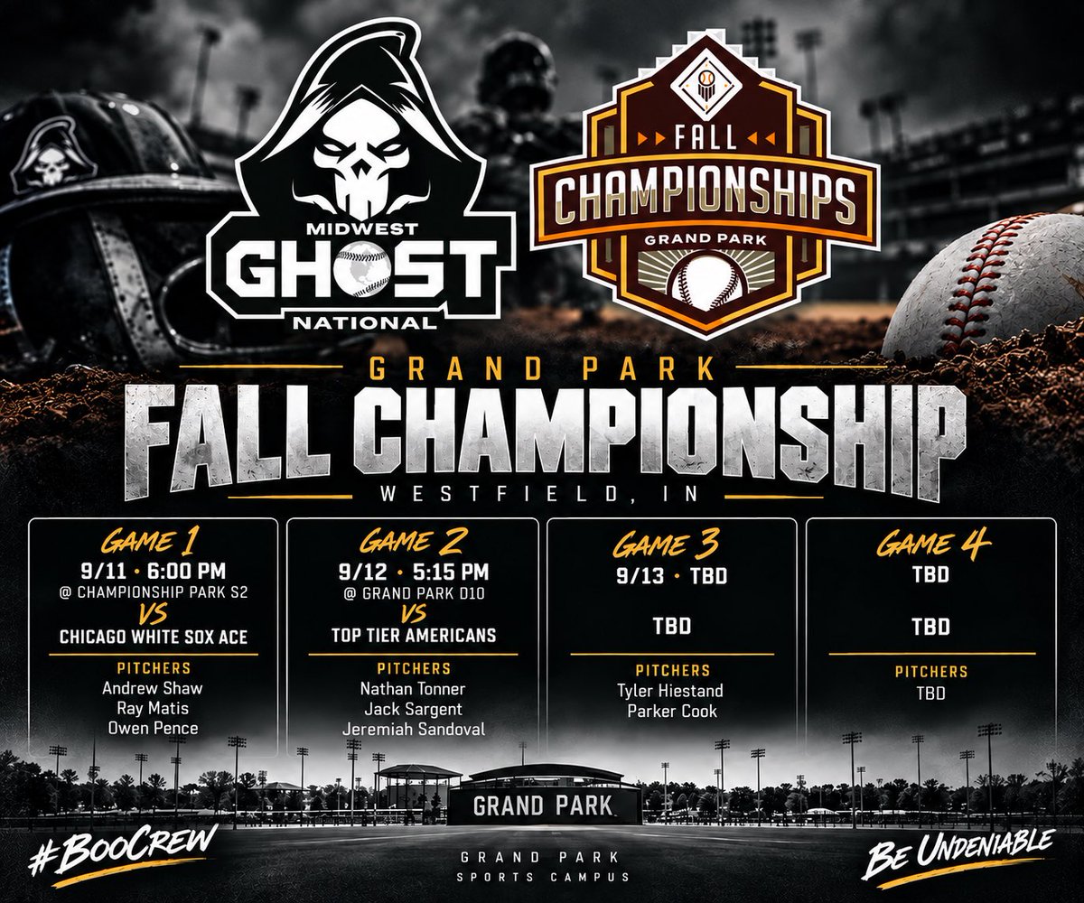 mwghostnational's tweet photo. 16U opens the Fall this weekend! Quality arms going in all games! Come and check out the #BooCrew.
@PrepBaseballIN @PBTourney https://t.co/NVaJR0k9wJ