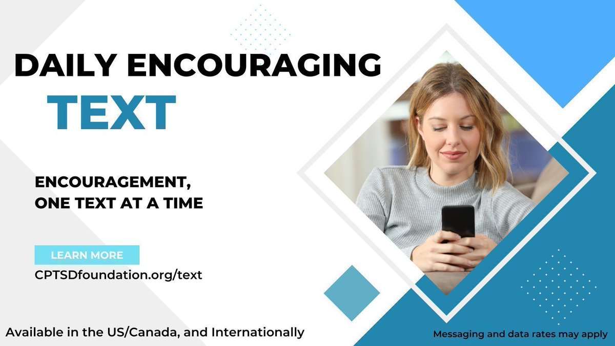 cptsdfoundation's tweet photo. One text per day to help encourage you on your healing journey!
Register to get started with Daily Encouraging Text.
Learn more at https://t.co/jErdeSS8Pb
#CPTSDRecovery #healingquotes #encouragingquote #traumasurvivor
#cptsdquotes #cptsdsurvivor #healingcptsd #cptsdawareness https://t.co/cvbntuZzGl