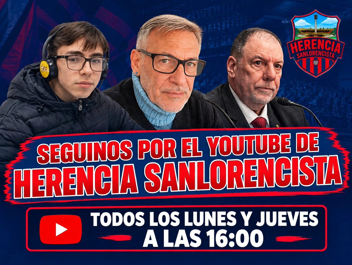 HSL_Oficial's tweet photo. 🔵🔴 HERENCIA SANLORENCISTA

🔜 Esta tarde a las 16:00 nos encontramos con toda la información y opinión PICANTE de #SanLorenzo. 

🎥 Mirá acá nuestro próximo programa: https://t.co/A48zLxS0Ty https://t.co/pTPSE95aXB