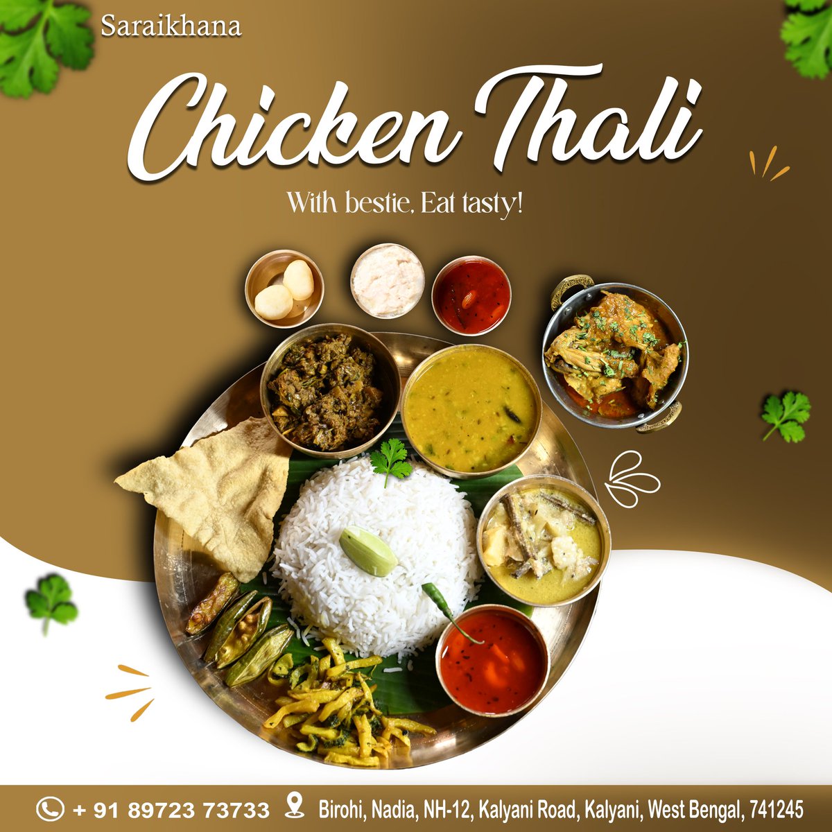 FletaSchmudpt's tweet photo. Craving a full desi meal? Our Chicken Thali delivers rich flavors, homely taste, and complete satisfaction. Juicy chicken curry, rice, dal, sabzi, and sides—perfect for a hearty lunch or dinner with your bestie. https://t.co/GweZiSLmvF