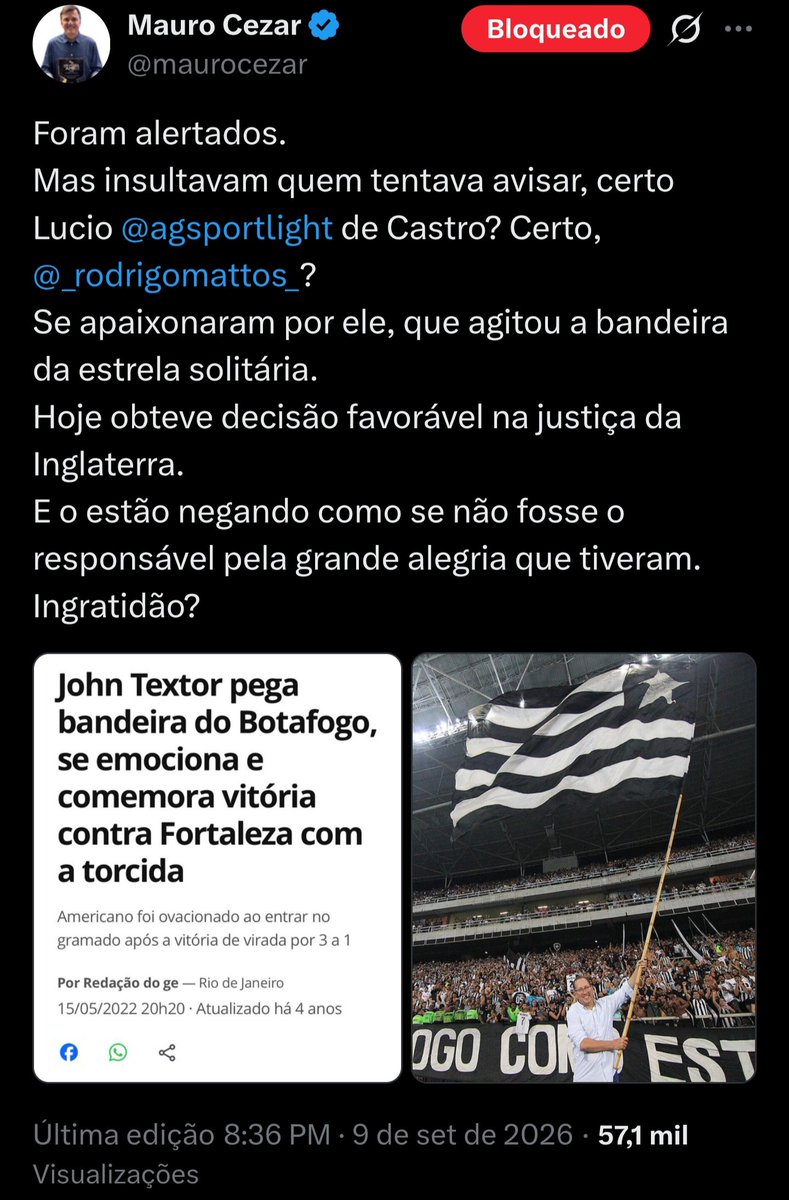 giaoselva's tweet photo. O problema é que ele não faz o papel de jornalista para descobrir o que realmente aconteceu. Prefere o caminho mais fácil: recorrer a chavões, transformar amigos em “heróis” que “avisaram” e reescrever a história como um conto de ingratidão.

Só esqueceram de explicar o que, exatamente, eles avisaram. Porque jornalista rival torcendo para dar errado, fazendo previsões genéricas e depois reivindicando o título de “eu avisei” não é jornalismo. É apenas dor de cotovelo com retrospectiva.