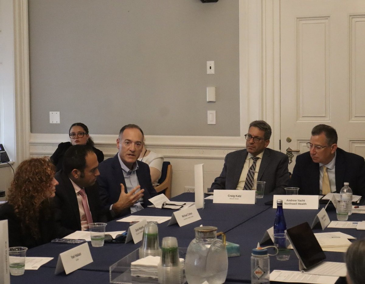 NYCCTaskForce's tweet photo. Yesterday, chairs of the Task Force to Combat Antisemitism @InnaVernikov & @EricDinowitzNYC , jointly with Health Committee chair @Lynn4NYC met with leaders from the healthcare industry & Jewish advocacy groups to confront antisemitism in healthcare — a problem with a long, ugly history that has quadrupled since October 7. Jewish doctors and patients, like all doctors and patients, have a right to safe and fair treatment in a hospital facility. This was an important first step toward protecting Jewish patients, doctors, nurses and medical workers from discrimination and an unsafe environment. We are grateful to all the hospitals, agencies and advocacy groups who showed up and we look forward to working with them on behalf of Jewish New Yorkers on this important issue, @TheAJMAofficial @AJCGlobal @NJACLaw @brandeiscenter @NorthwellHealth @MountSinaiNYC @ADL @UJAfedNY @JewishBoard @AuschwitzJCF