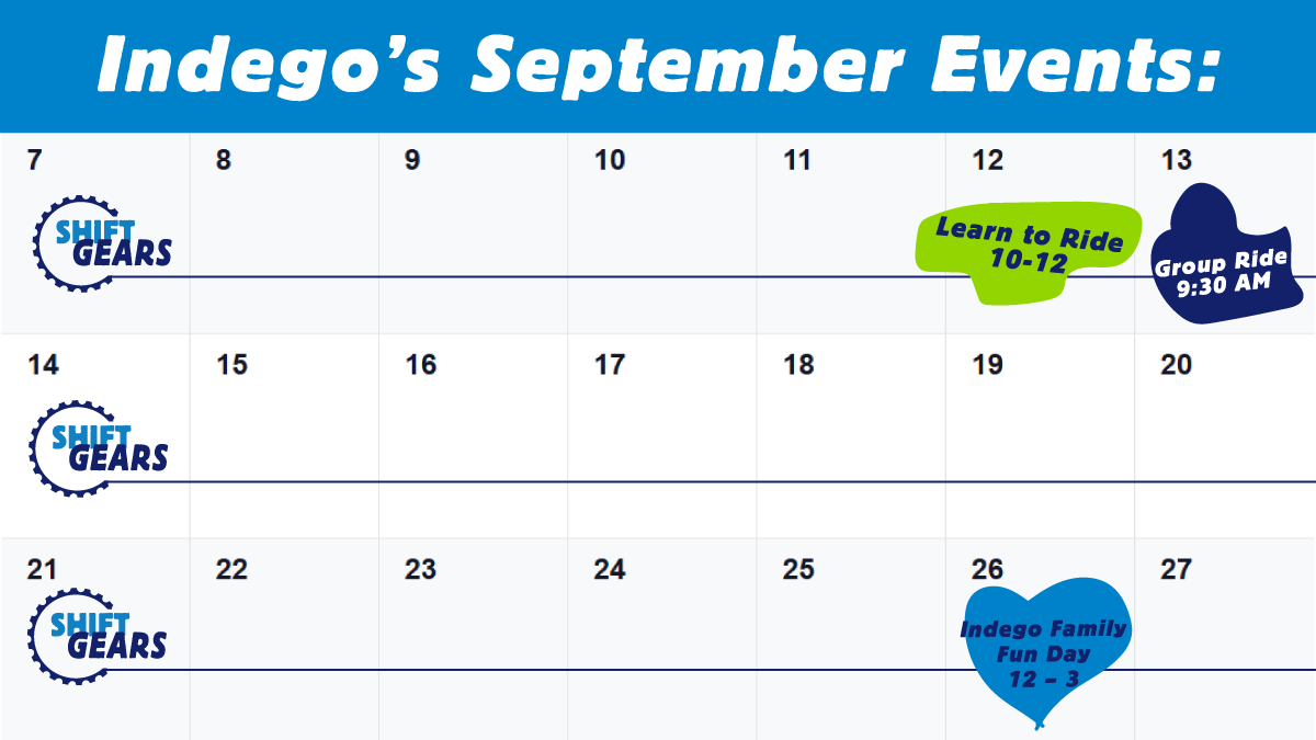 RideIndego's tweet photo. Free ways to get riding with Indego this September! 🚲 Join us for group rides, education classes, and Family Fun Day.

Registration is required for the first two events: https://t.co/ZK8eBbCHUn

No registration needed for Family Fun Day on 9/26! https://t.co/OArI6IPDos