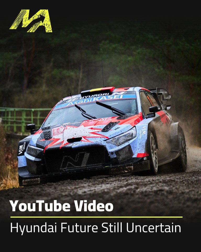 MaximumAttackDT's tweet photo. Will they stay or will they go? Hyundai's WRC future hands in the balance. Link in thread ⬇️ ⬇️ ⬇️ #MaximumAttack #WRC #Hyundai #YouTube https://t.co/aeNxay9HDt