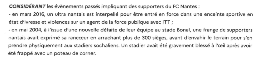 Florian_B70's tweet photo. donc le préfet prends en compte un incident d'UN SEUL supporter nantais il y a 10 ans. et un incident à Bonal par les nantais datant de... 2004 soit il y a 22 ans.. 

Vivement qu'ils remontent aux incidents des années 90 à ce rythme... https://t.co/6xU7sTml2q