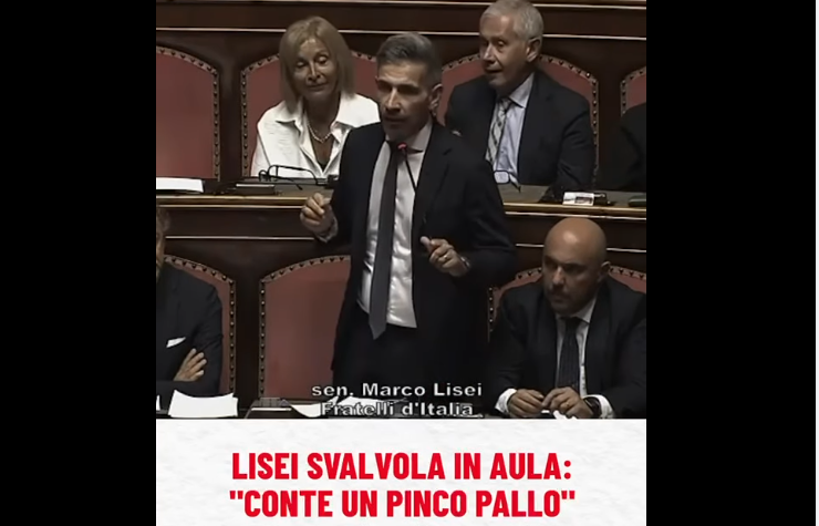 serebellardinel's tweet photo. Senatore #Lisei di @FratellidItalia,messo a presidenza Commissione #Covid per dare addosso a @GiuseppeConteIT,senza peraltro riuscirci,oggi a Conte ha detto:"CONTE UN PINCO PALLO!"Lisei faccia una cosa,si sciacqui bocca,ma almeno PAIO DI VOLTE,prima pronunciare la parola CONTE! https://t.co/hKHOZW7cE7