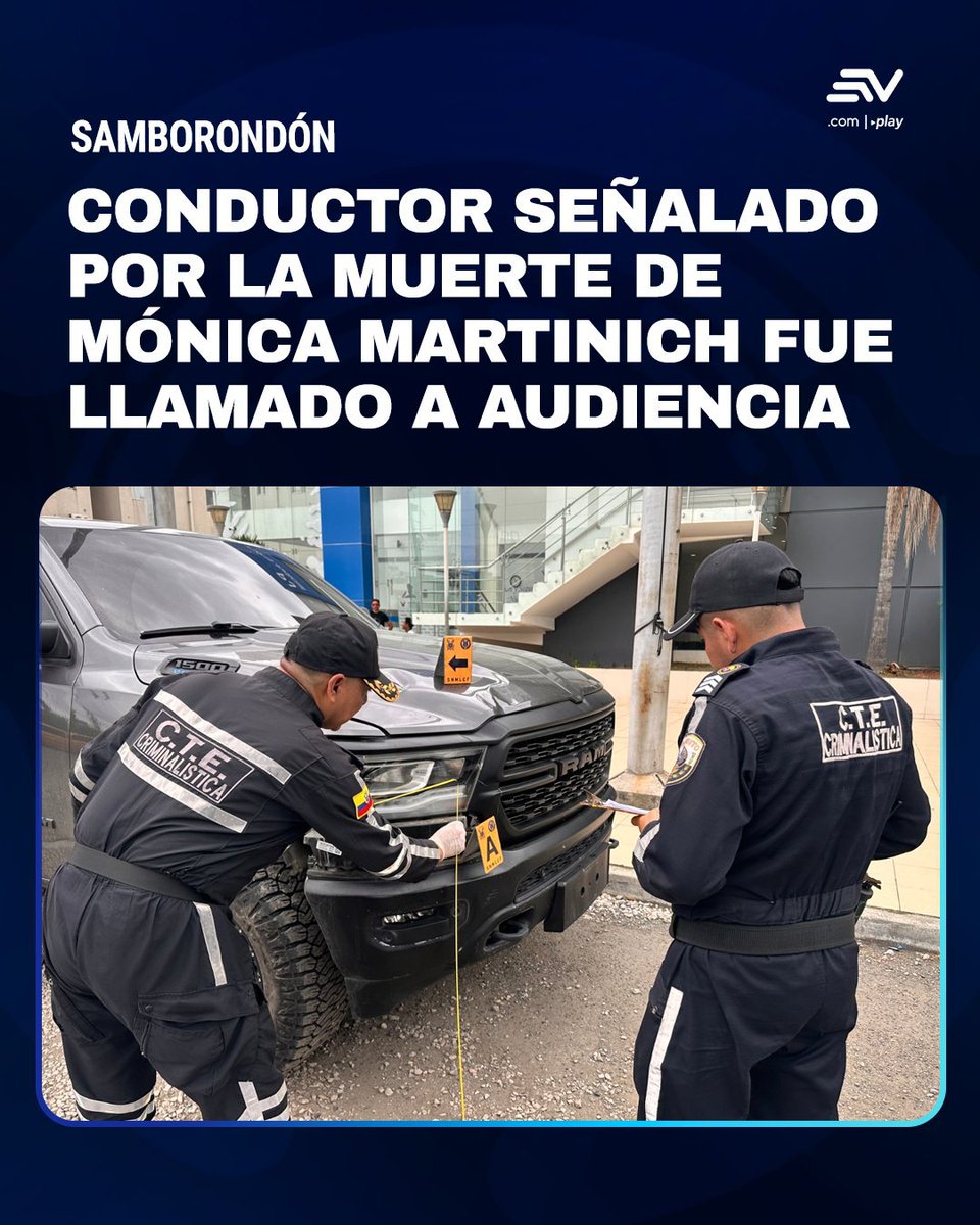 ecuainm_oficial's tweet photo. ‼️#URGENTE
El hombre señalado como conductor de la camioneta que atropelló y causó la muerte de la deportista Mónica Andrea Martinich, fue convocado a una audiencia este jueves 10 de septiembre a las 15H30 por el presunto delito de muerte culposa.
▶️ @EcuavisaInforma https://t.co/ejL3enzirP