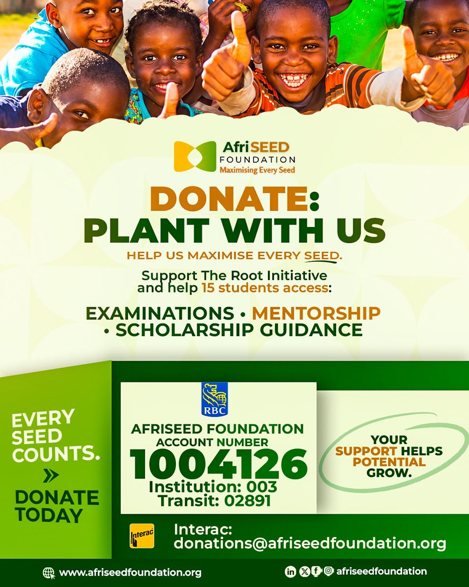AfriSeed's tweet photo. 🎓 What Your Support Covers
✔️ WAEC (WASSCE) Registration
✔️ JAMB / UTME Registration
✔️ Post-UTME Screening and Undergraduate Scholarship Guidance(where applicable)
✔️ Structured Mentorship Throughout University

Your support will change the life of one child. https://t.co/tQ5QBB0fja