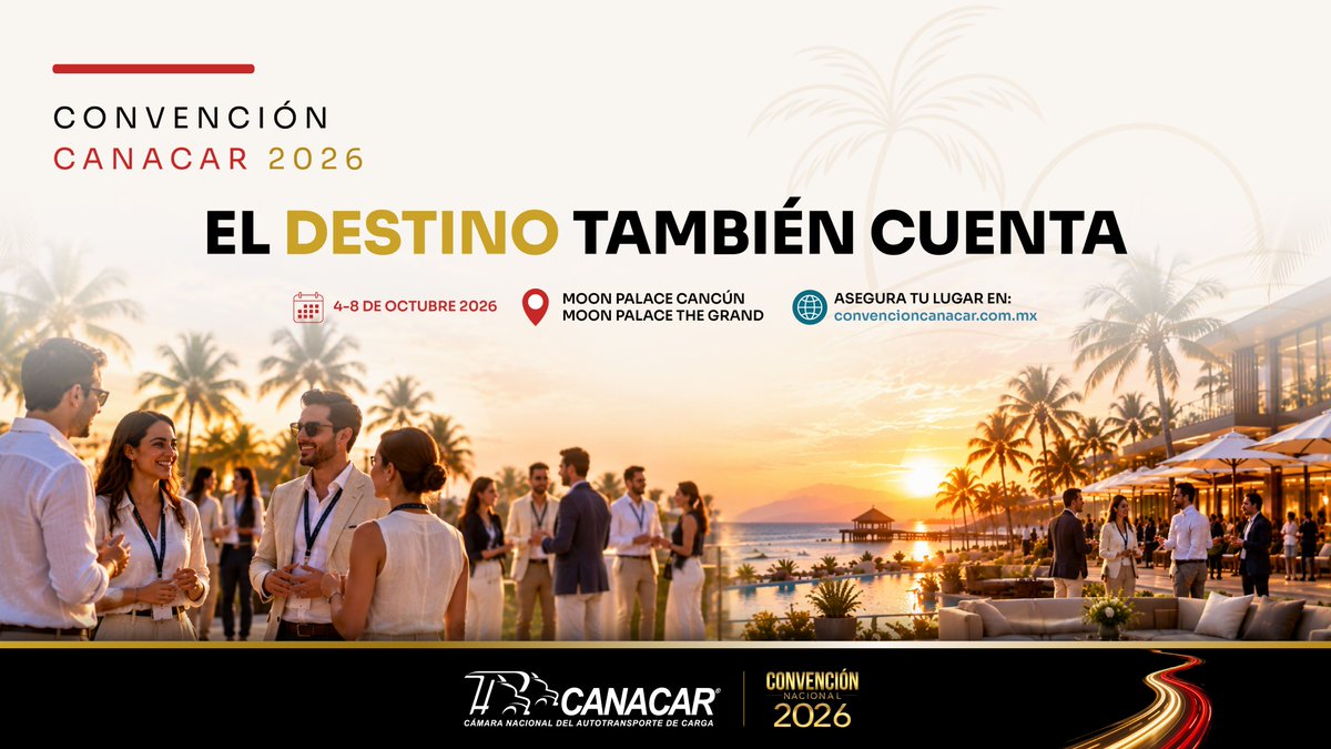 canacarmexico's tweet photo. Cancún será el escenario de la #ConvenciónCANACAR 2026. 
Del 4 al 8 de octubre, el encuentro del sector tendrá como destino uno de los lugares más emblemáticos de México.
Asegura tu lugar ahora: https://t.co/ndABnNy2BP https://t.co/I5spIByKLj