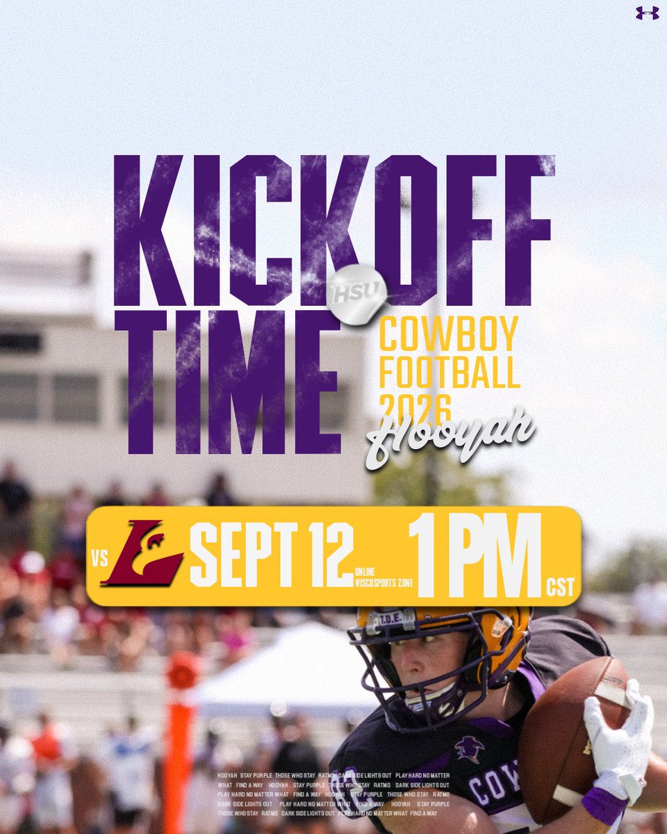 HSUCowboys's tweet photo. 1 PM Kickoff in Wisconsin this weekend 🤠

#HOOYAH https://t.co/7jlxePVNai