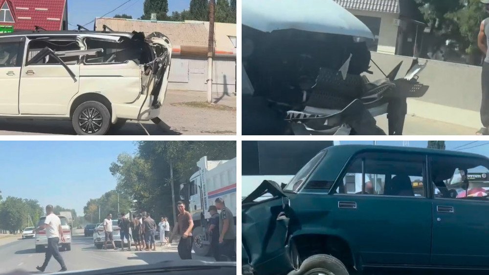 C_Uzbekistan's tweet photo. Bishkek–Kara-Balta yo‘lining bir qismida yengil avtomobillar va yuk mashinasi to‘qnashib, yo‘l-transport hodisasi yuz berdi https://t.co/J4EioFHpmi