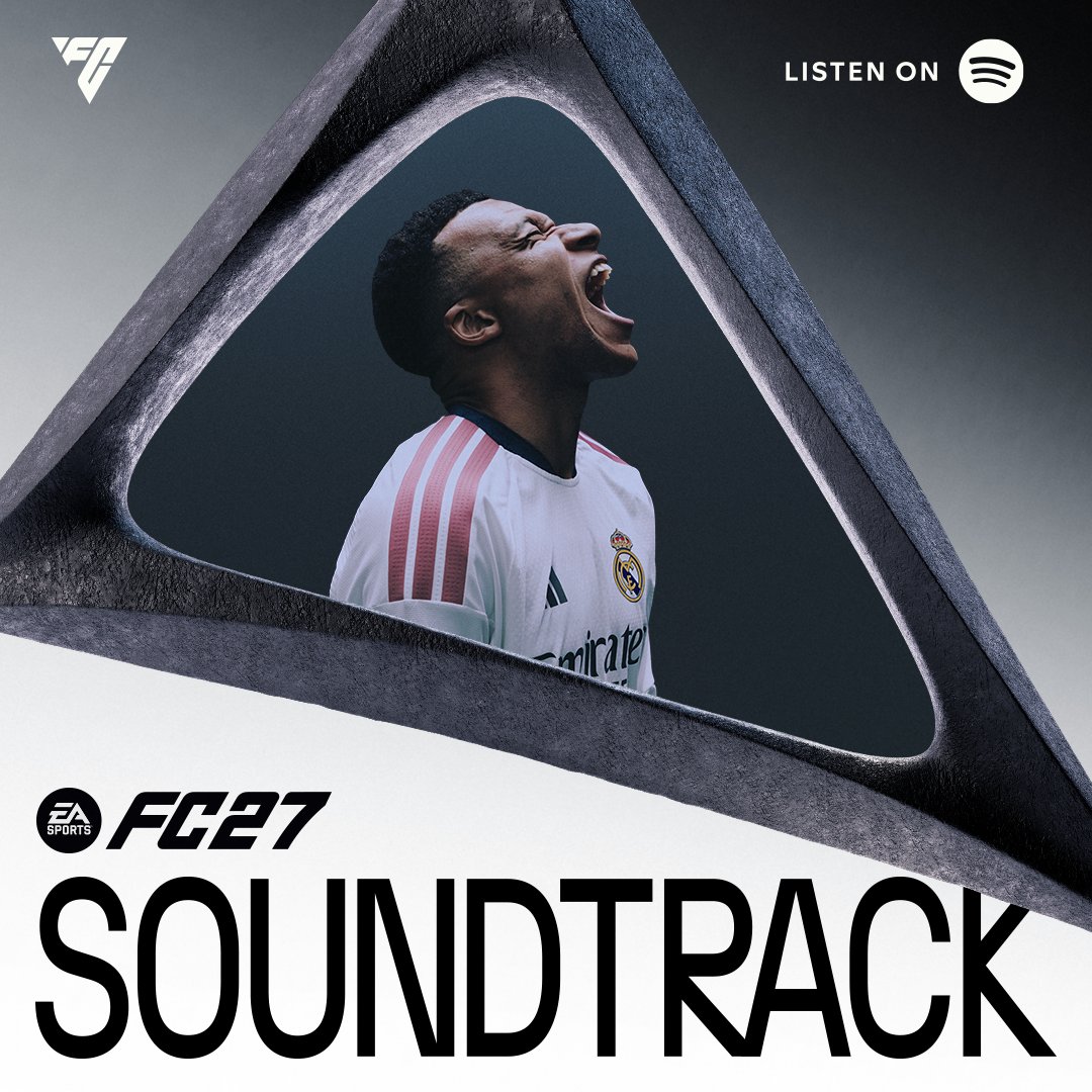 EASPORTSFC's tweet photo. The World’s Game deserves a soundtrack to match. 🌍🎶

Meet the music of #FC27, featuring sounds and artists from across the globe. Listen now, on @Spotify: https://t.co/wlbkcZ4ogh https://t.co/Z06dETOJ60