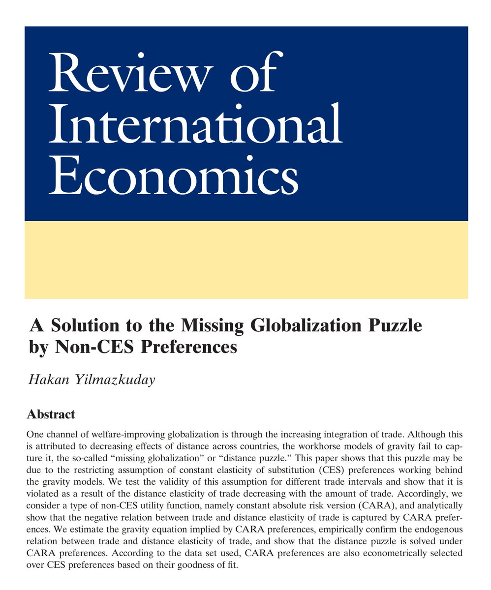 yilmazkuday's tweet photo. The missing globalization puzzle can be solved by non‐CES preferences: https://t.co/CVBcUNEKbb https://t.co/p6vAwq7Xv9