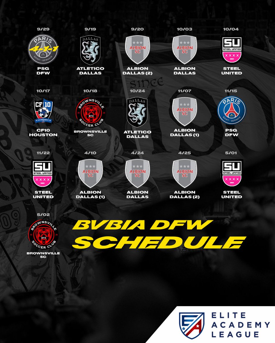BVBIADFW's tweet photo. Now, the real grind begins.

We’re entering our first-ever Elite Academy League season, and we’re not here just to participate.

We’re here to put everyone on notice. 👀

It’s time. Let’s make some noise. 💥

#EliteAcademyLeague #bvbiadfw #bvbiaa https://t.co/3ULaTGNUBA
