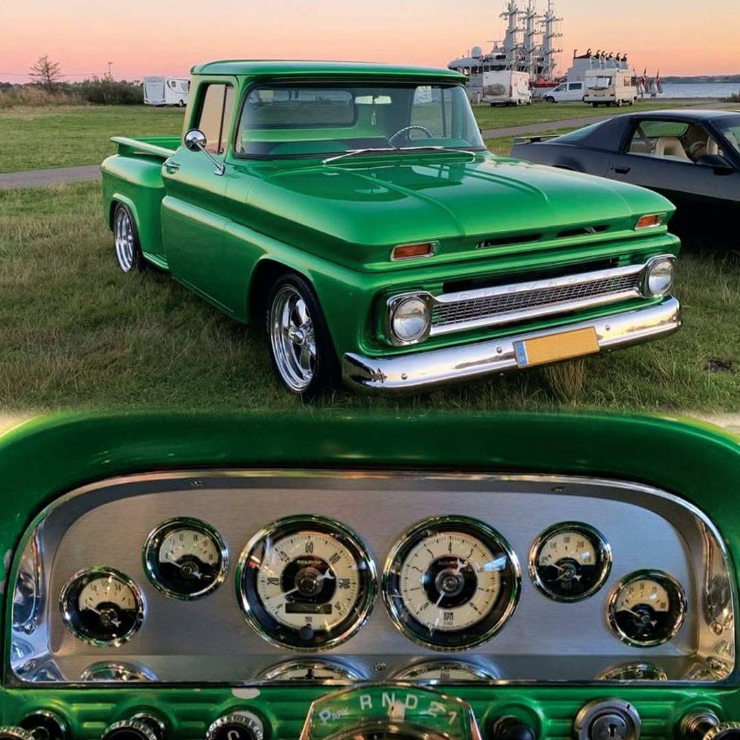 AutoMeter's tweet photo. Cruising into the week with some heavy green envy🍏

#classictruck #c10 #chevytruck #chevyperformance https://t.co/sAtkF8ZTqr