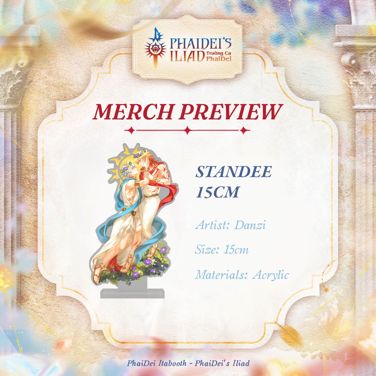 PhaiDeisIliad's tweet photo. [Merch Preview] ☀️Standee 15cm🍷

We are honored to present to you a fragment of our PhaiDei’s Epic, drawn with so much love from @danzi_03. Please continue to support us and look forward to all the gifts for donors that we will soon reveal 💕

#phaideiitabooth #phaideisiliad https://t.co/Si0nkraajD