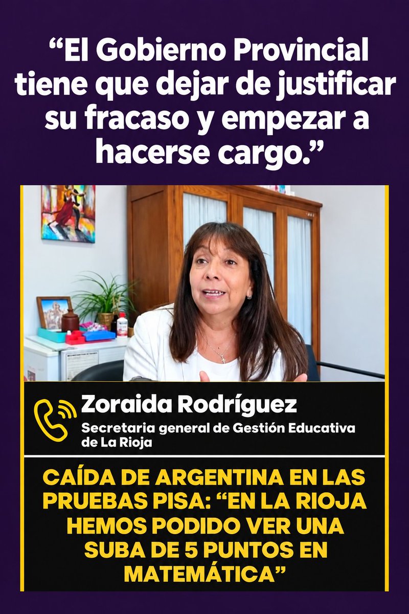 AnibalOlivera_'s tweet photo. PISA debería encender todas las alarmas: 76% de los chicos argentinos de 15 años no alcanza el nivel mínimo en Matemática y 59% no comprende lo que lee.

El Gobierno Provincial tiene que dejar de justificar su fracaso y empezar a hacerse cargo.”
#Educación #PISA #LaRioja https://t.co/ZfagZ26coz