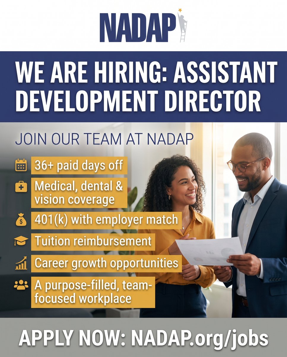 NADAP_org's tweet photo. Are you a strategic fundraiser ready to build from the ground up? 🚀  NADAP is hiring an Assistant Development Director

📍 Midtown NYC (Remote/2 days per week)
7+ yrs experience with a track record of securing 5 and 6 figure gifts

Apply now: https://t.co/RMbnLq8sIH https://t.co/DOAbIYiZCQ