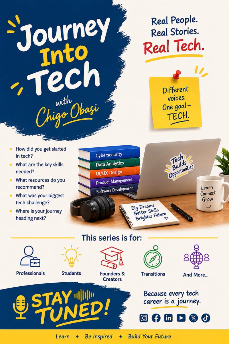 Chigo267280's tweet photo. Confused about how to get started in tech?
Or you feel like giving up?
Does the question "What next?" Keep you awake?
Stay tuned for my series where I interview people who had similar experiences in tech.
#growthmarathon 
#JourneyIntoTech 
#complexmadesimple https://t.co/f3cw2k31wP