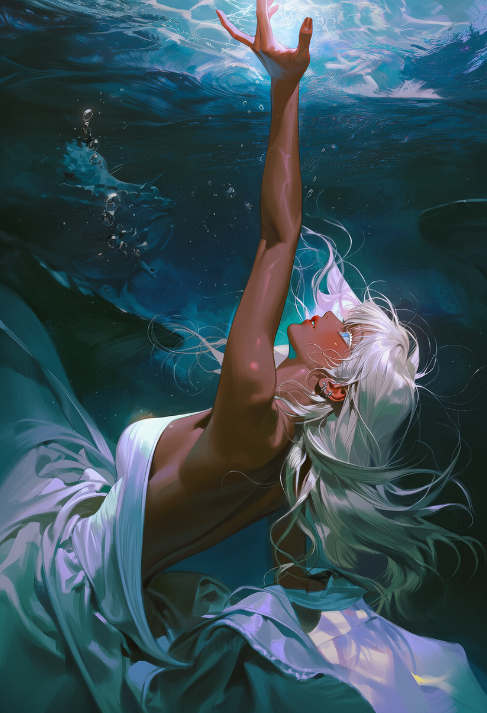 truth_vicky's tweet photo. [프롬 공유]

"닿을 수 없는 너라서."

profile view, full body,
3::underwater::,
2::submerged underwater::,
3::sexy mood::,

floating on back,body resting on water,water surface above,air bubbles,water distortion,loose flowing eastern-style robe,robe slipping off one shoulder,layered flowing robes,

1.5::one arm raised straight upward::,
looking at the raised hand,other arm relaxed,

1.2::dark underwater environment::,dim atmosphere,dreamy atmosphere,ethereal atmosphere
