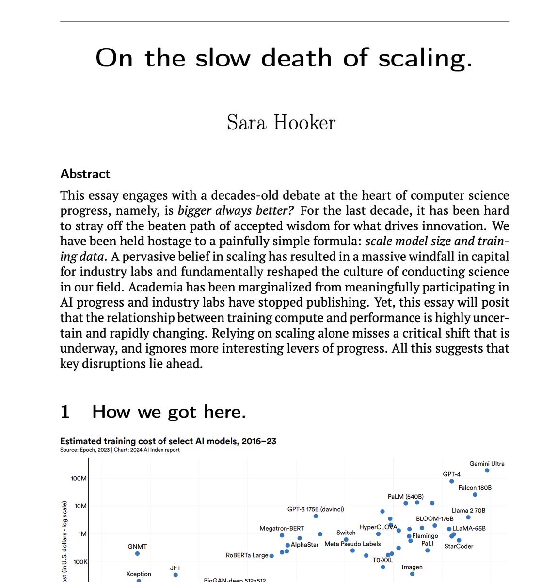 sarahookr's tweet photo. On the slow death of scaling. https://t.co/6AVMTi3ebS