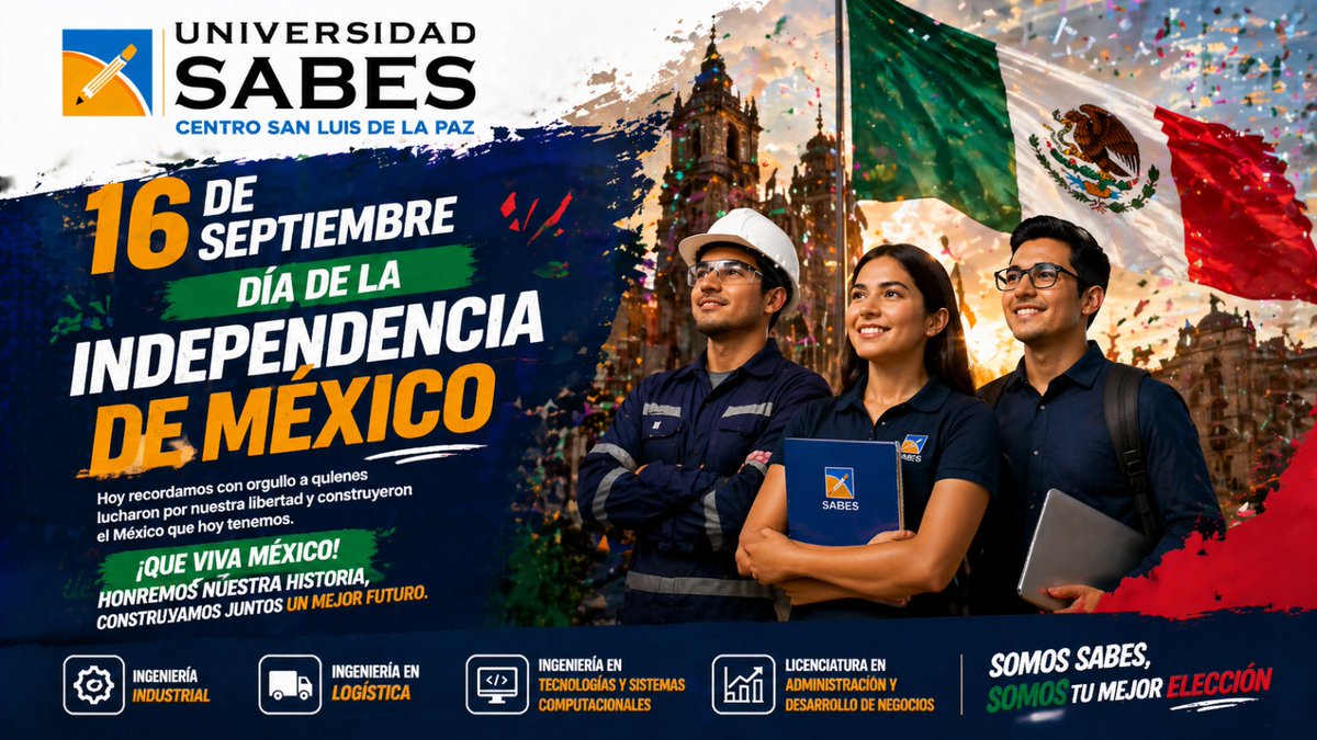 UnidegSlpaz's tweet photo. En la Universidad SABES formamos profesionistas comprometidos con su comunidad y con el desarrollo de nuestra nación. Hoy celebramos nuestras raíces y renovamos nuestro compromiso con el mañana.
Somos historia, somos presente y somos el futuro de México. ¡Viva México! 🇲🇽 https://t.co/7rVuOKaCCQ