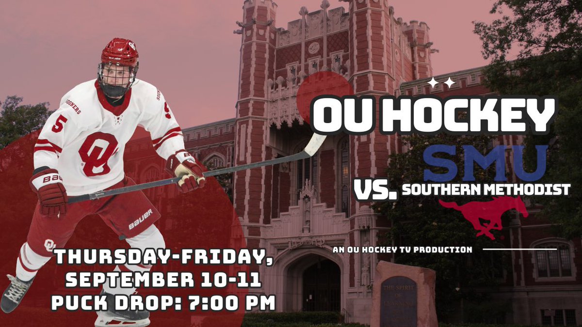 SoonerHockeyTV's tweet photo. NO MORE WAITING!
OU Hockey TV returns to air TONIGHT!

⚔️:Oklahoma vs. SMU
📍: Arctic Edge Ice Arena
⏰: 7:00 PM CDT
🔗: In bio! https://t.co/7BlIvOst1o