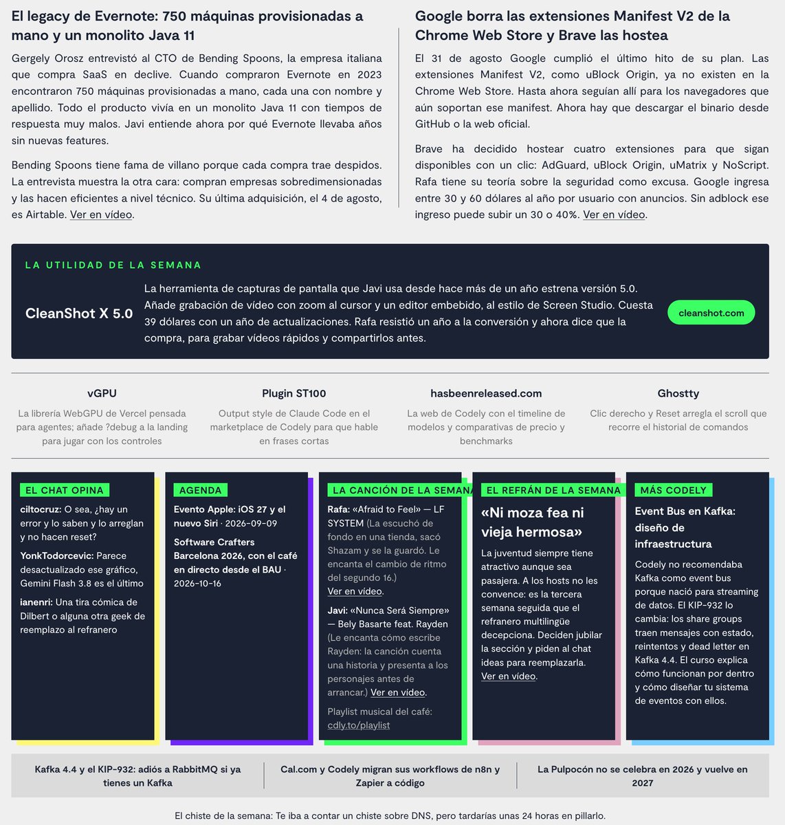 CodelyTV's tweet photo. Ya tenéis disponible el resumen del directo de la semana pasada en nuestra web 🤟

Si quieres recibirlo directamente a tu email, ahora puedes apuntarte a la newsletter semanal 😊

¡Nos vemos mañana! https://t.co/kHBq0vnqFJ