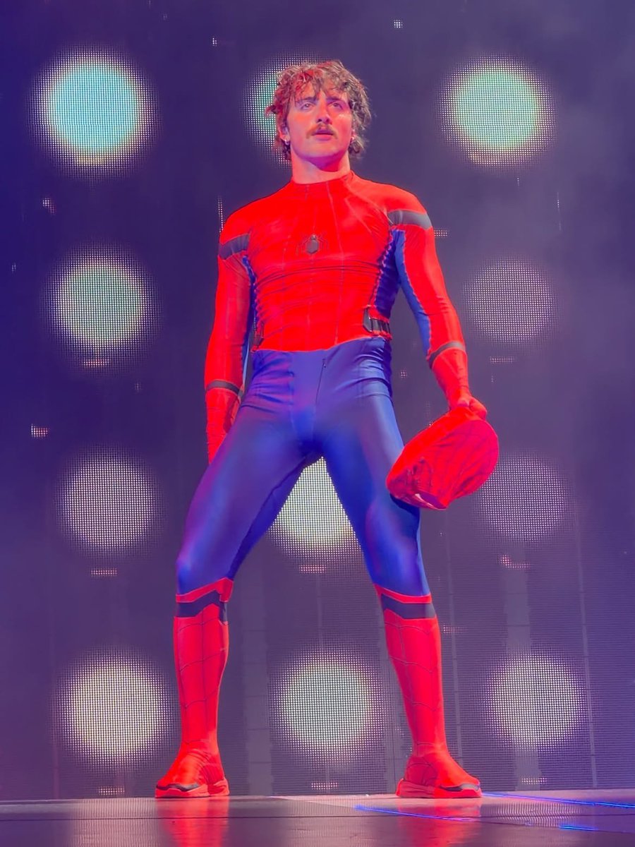 BooneAccess's tweet photo. Benson Boone as Spider-Man is so serious https://t.co/1U0apqg8hi