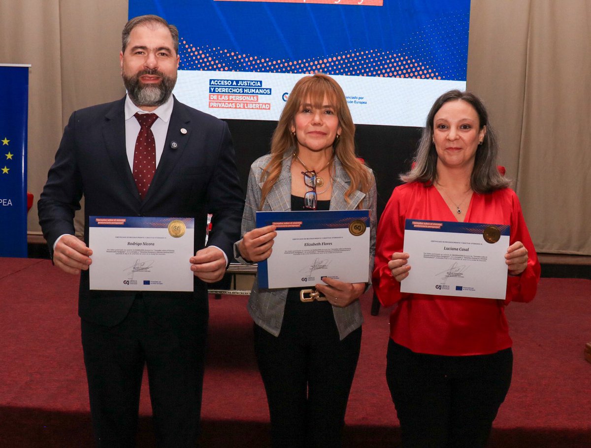 cej_py's tweet photo. 📌 PANEL 1 | “Sistema Penitenciario: actualidad y proyecciones a futuro”.

🗣️ Exposiciones a cargo de:
➡️ Dr. Rodrigo Nicora
➡️ Dra. Elizabeth Flores

🎤 Moderación: Mg. Luciana Casal

Organiza el CEJ, con el financiamiento de la @UEenParaguay https://t.co/YAE6TlSMoy