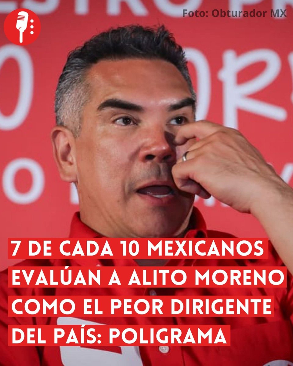 YosoyPedrero's tweet photo. 🚨OJO: SIETE DE CADA 10 MEXICANOS EVALÚAN A ALITO MORENO COMO EL PEOR DIRIGENTE DEL PAÍS: POLIGRAMA  

A Alejandro Moreno Cárdenas no le fue bien en la más reciente medición de Poligrama. El dirigente nacional del PRI aparece como el presidente de partido peor calificado entre los líderes políticos evaluados, con menos de 30% de aprobación entre los mexicanos. https://t.co/rfcQHwHyLj